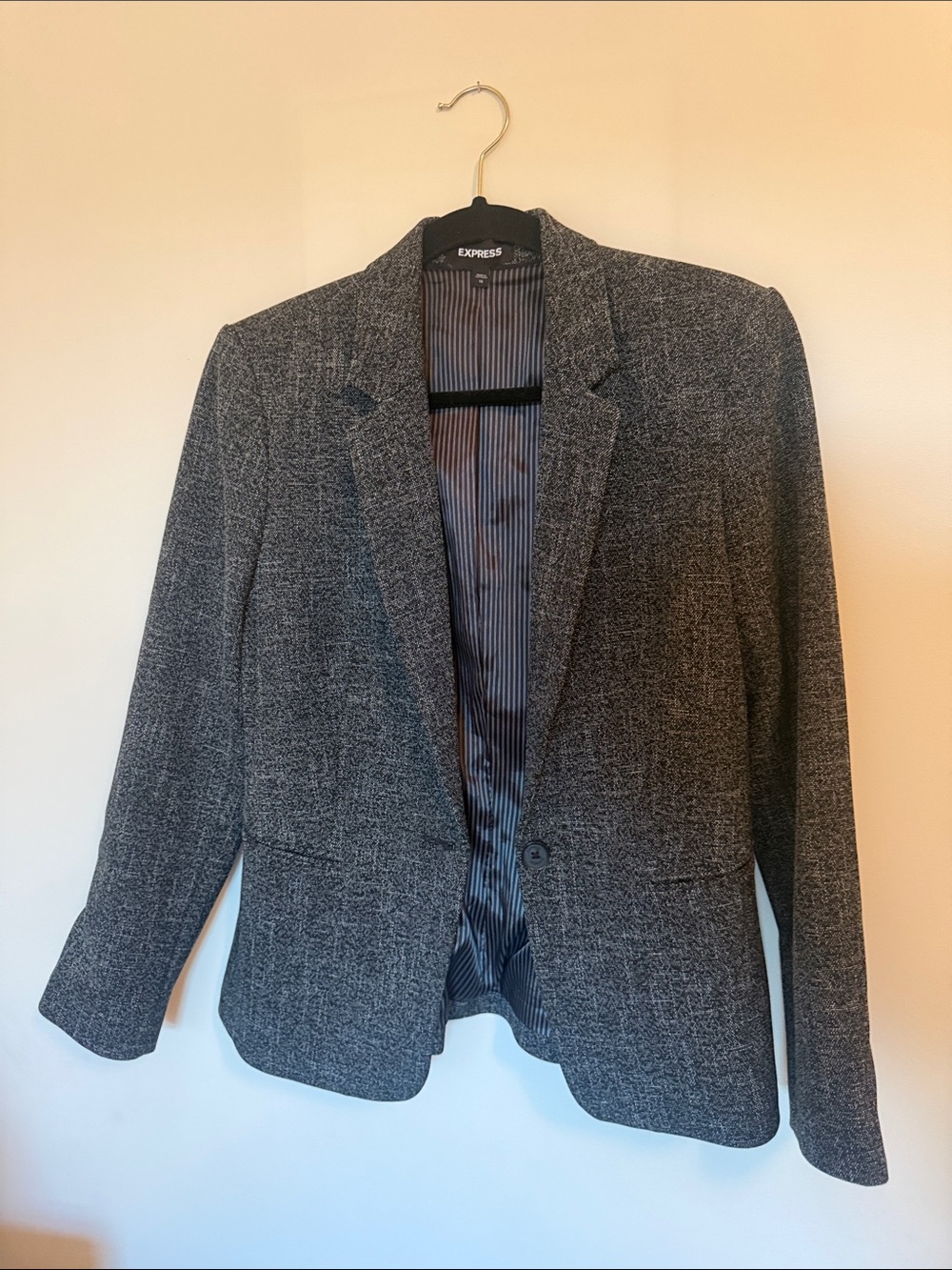 Express Gray Tweed Single-Button Blazer